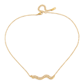 Wave Chain Sparkling Zirconia Minimalist Choker Necklace - PVD18K Gold Plated 316L Stainless Steel_N053