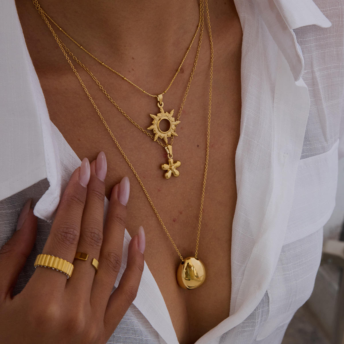 Gargantilla Chokers Sun Necklace -PVD 18K Gold Plated 316L Stainless Steel_N027