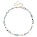 White Crystal Natural Stone and Natural Pearl Necklace_N070