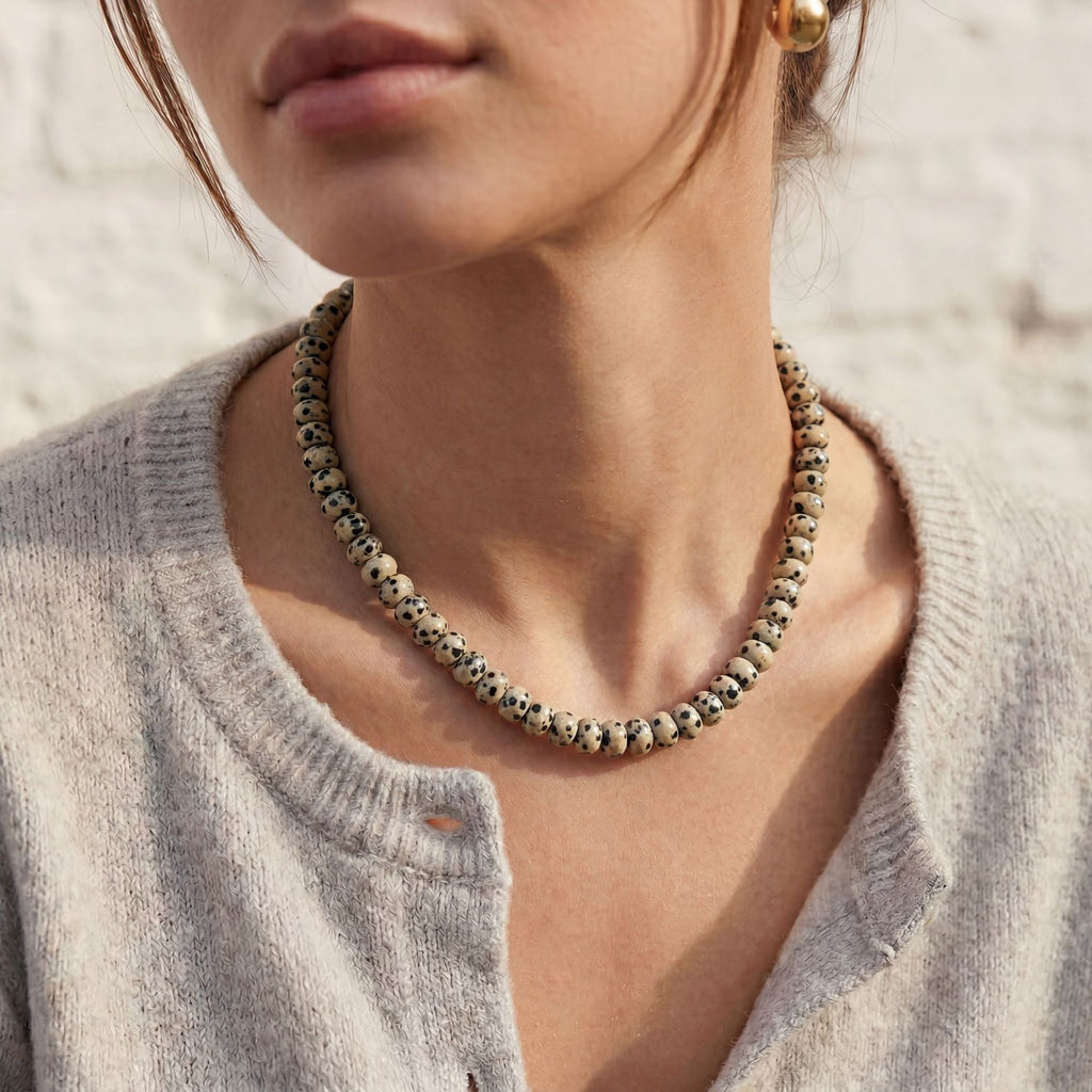 Dalmatian Natural Stone Necklace_N075