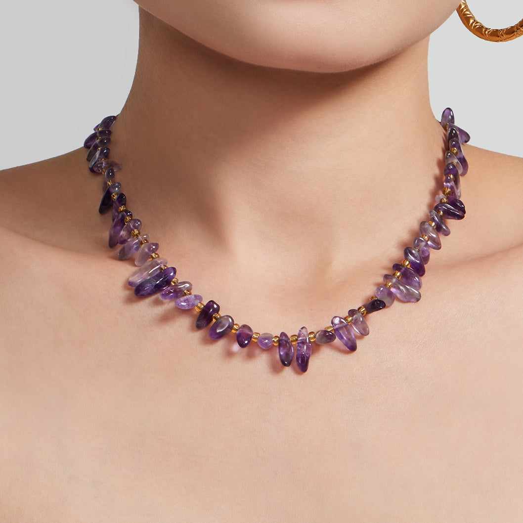 Amethyst Natural Stone Necklace_N071