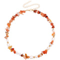 Orange Crystal Natural Stone and Natural Pearl Necklace_N068