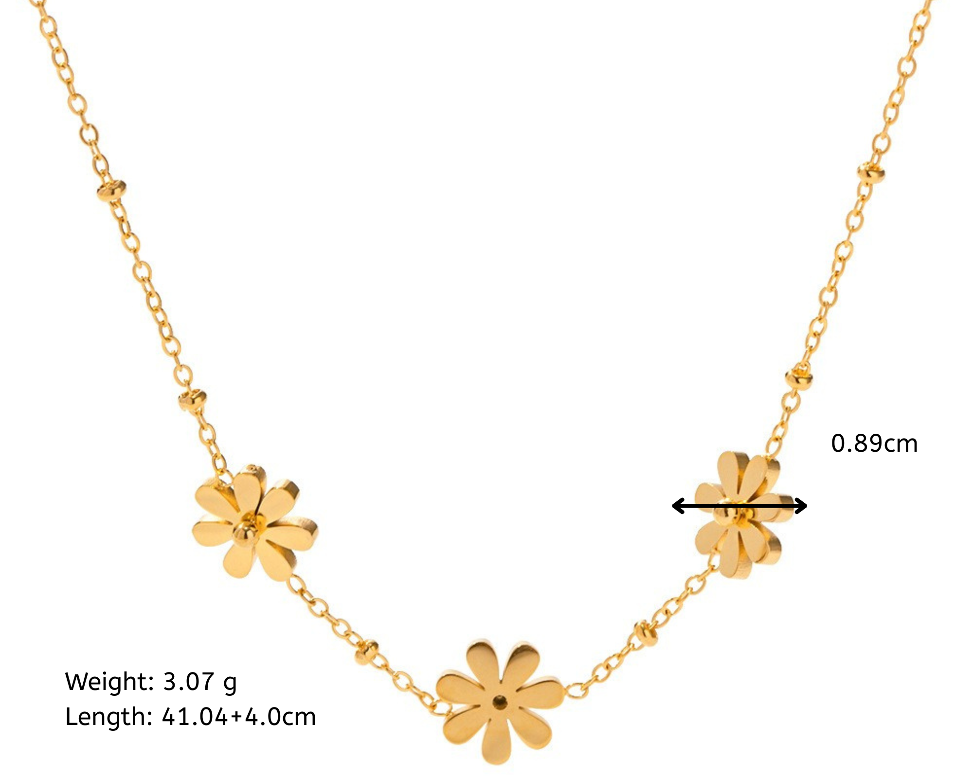Mini Daisy Flower Set (C Hoop Earrings / Neclace / Rings) PVD18K Gold Plated 316L Stainless Steel_Set003