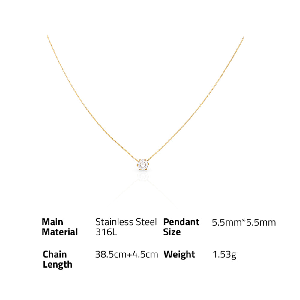 Six Claw Zircon Necklace - PVD 14k Gold Plated 316L Stainless Steel_N016