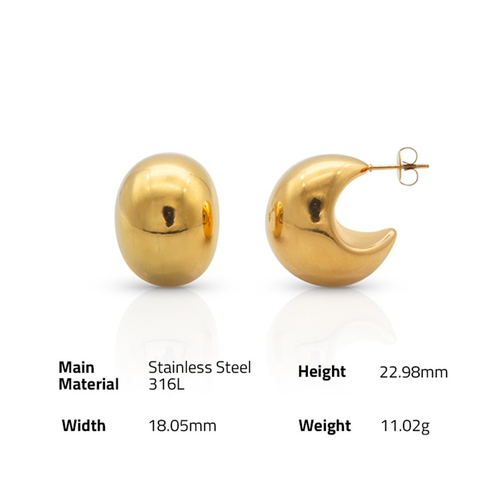 3D Stud Earrings - PVD 18k Gold Plated 316L Stainless Steel-E003
