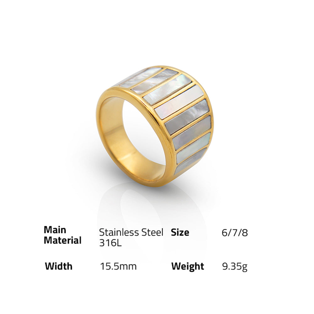 Retro Shell Finger Rings - PVD 18k Gold Plated 316L Stainless Steel_R001-R003