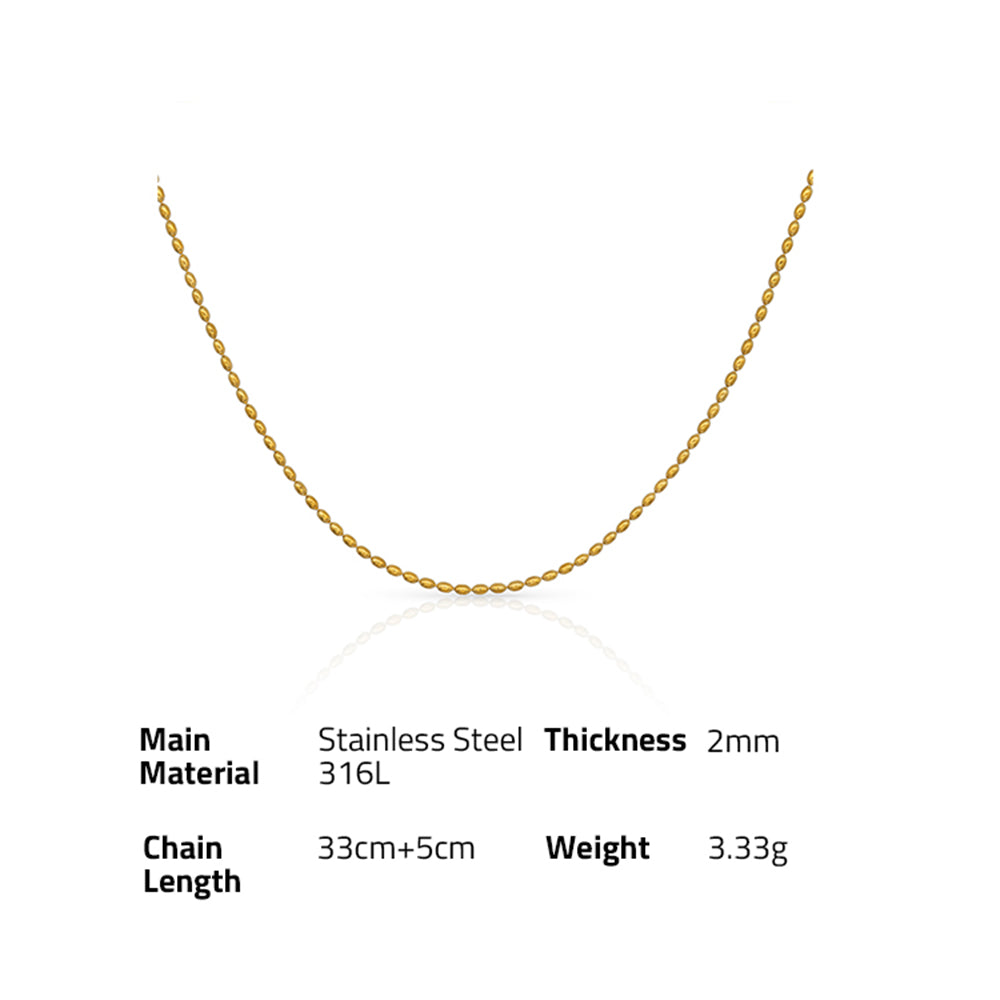 Unfade Simple Beads Chain Necklace for Women - PVD 18k Gold Plated 316L Stainless Steel_N003