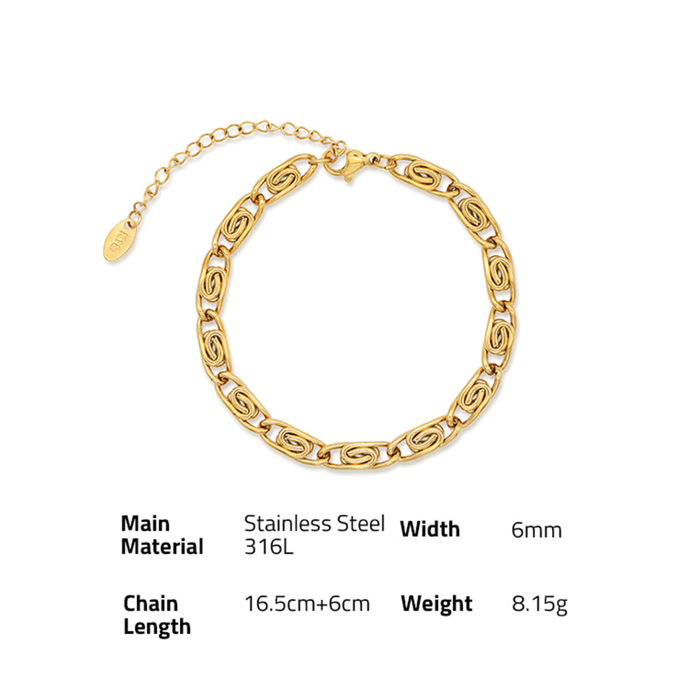 Geometry Knitting Chain Bracelet - PVD 18k Gold Plated 316L Stainless Steel_B003