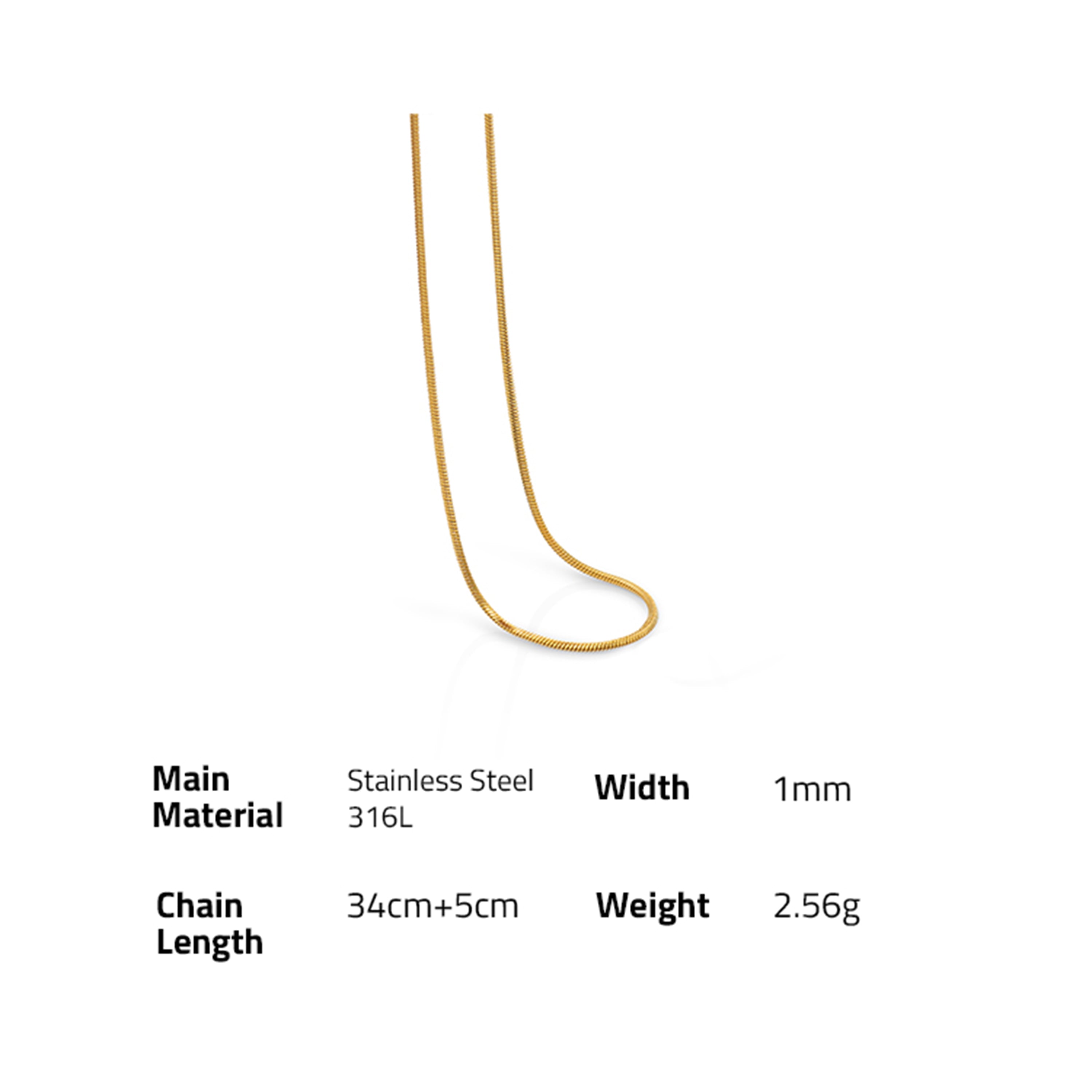 Bamboo Hip-hop Snake Chain Necklace - PVD 18k Gold Plated 316L Stainless Steel_N002