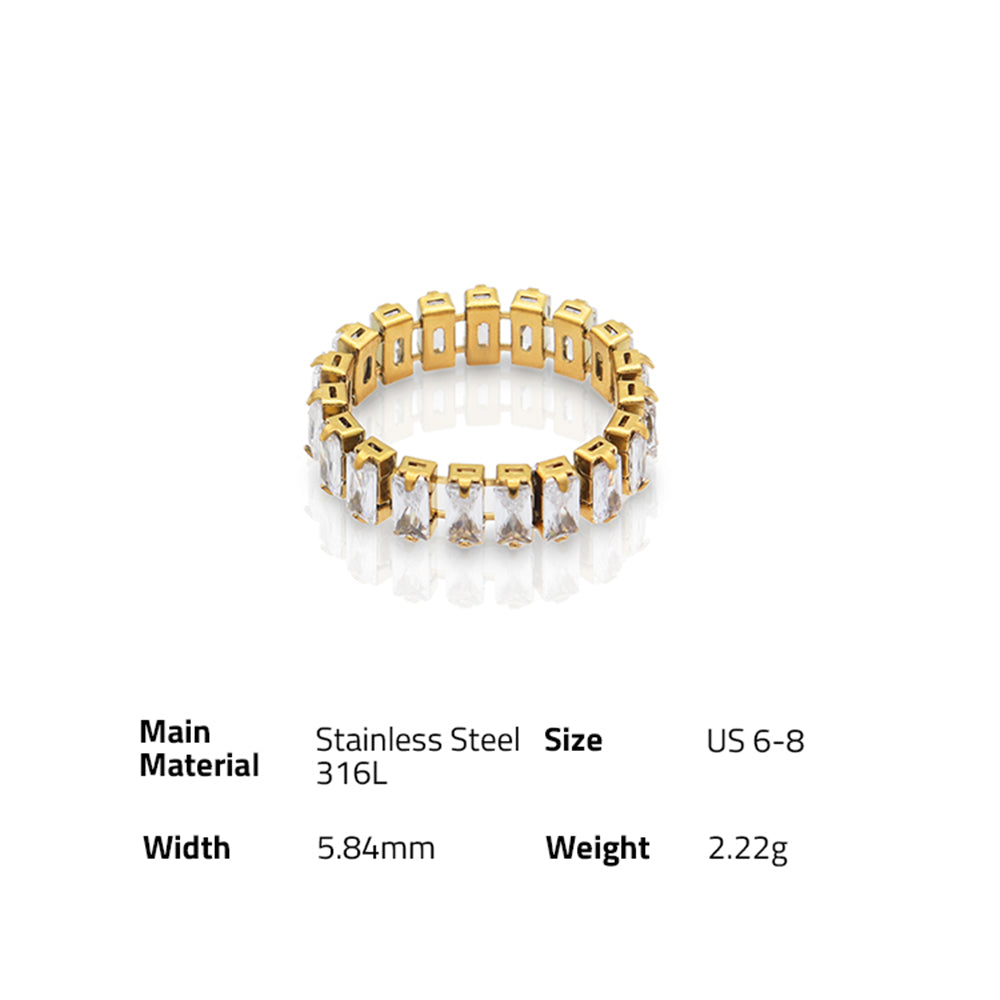 Bing Bling Bejeweled Zircon Ring - PVD 18k Gold Plated 316L Stainless Steel_R007-R009
