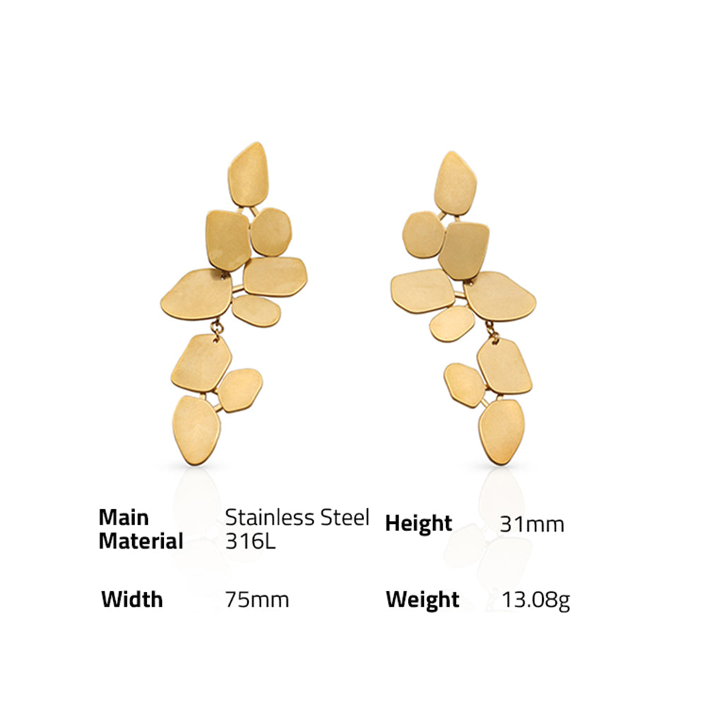 Long Asymmetry and Irregular Earrings - PVD 18k Gold Plated 316L Stainless Steel_E002