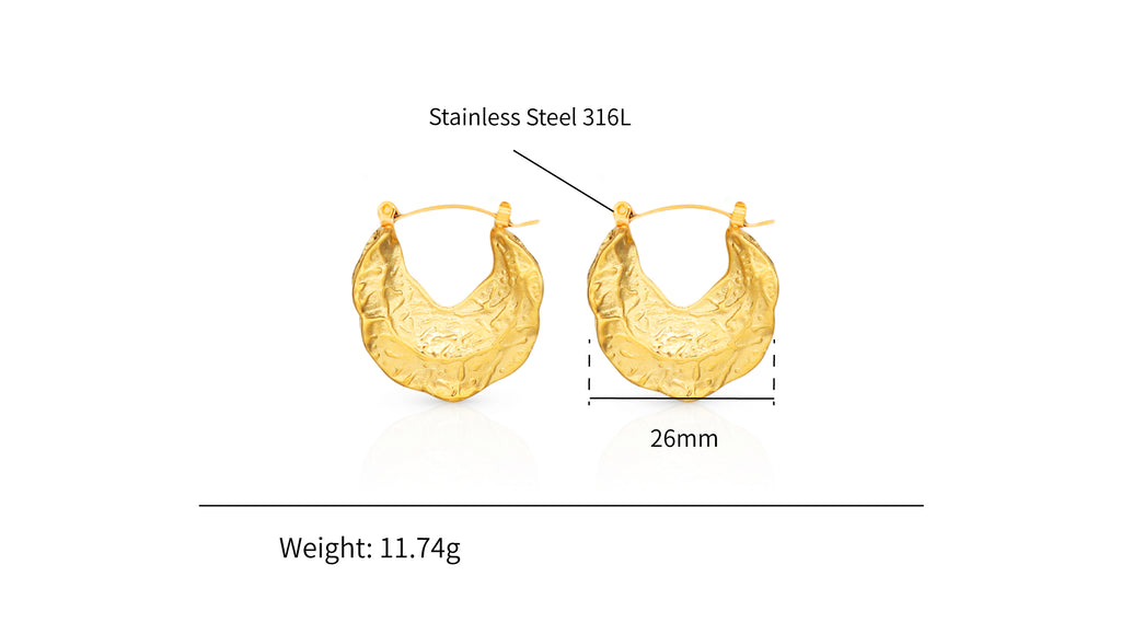 Chunky Statement Earrings - Silver 316L Stainless Steel with PVD Plating_E010