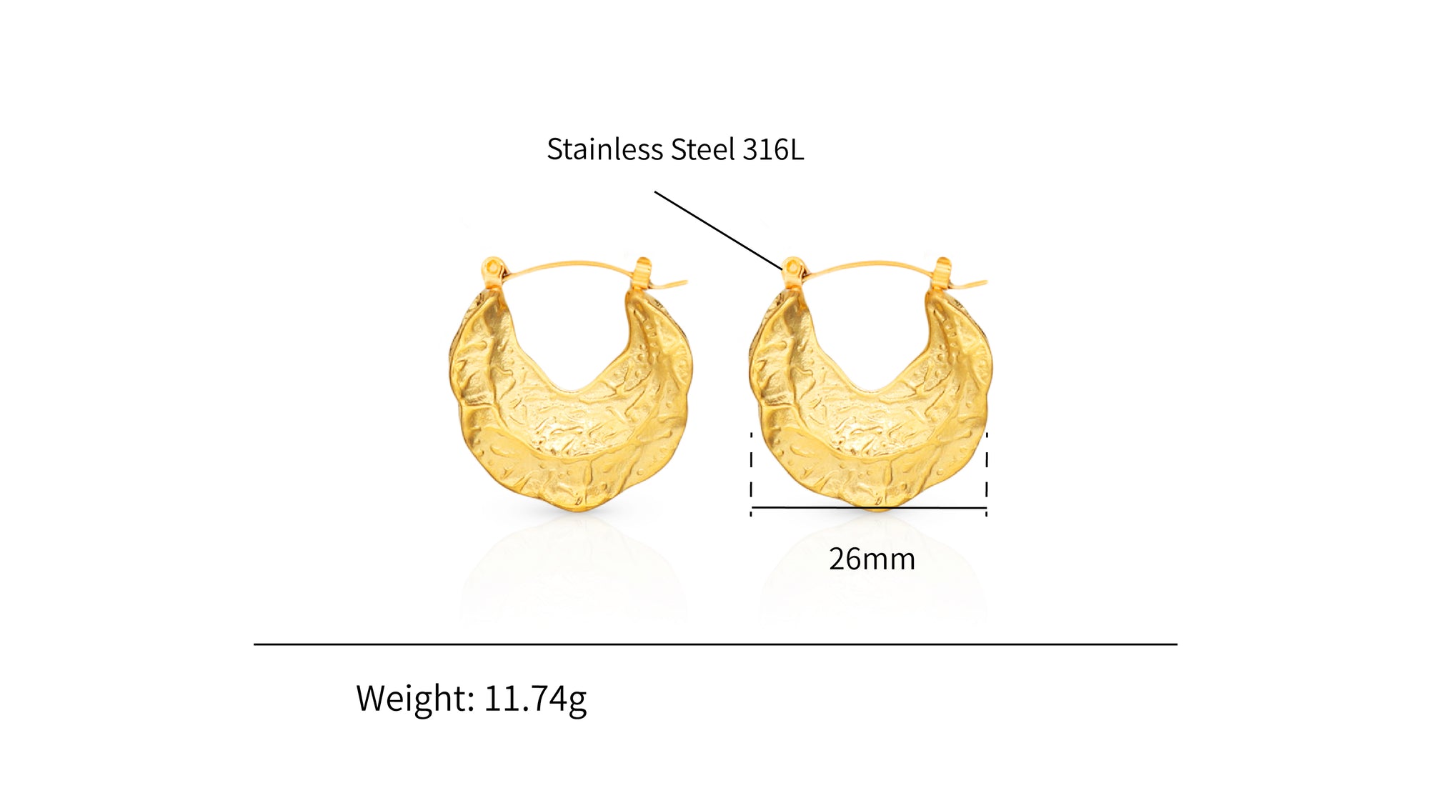 Chunky Statement Earrings - Silver 316L Stainless Steel with PVD Plating_E010