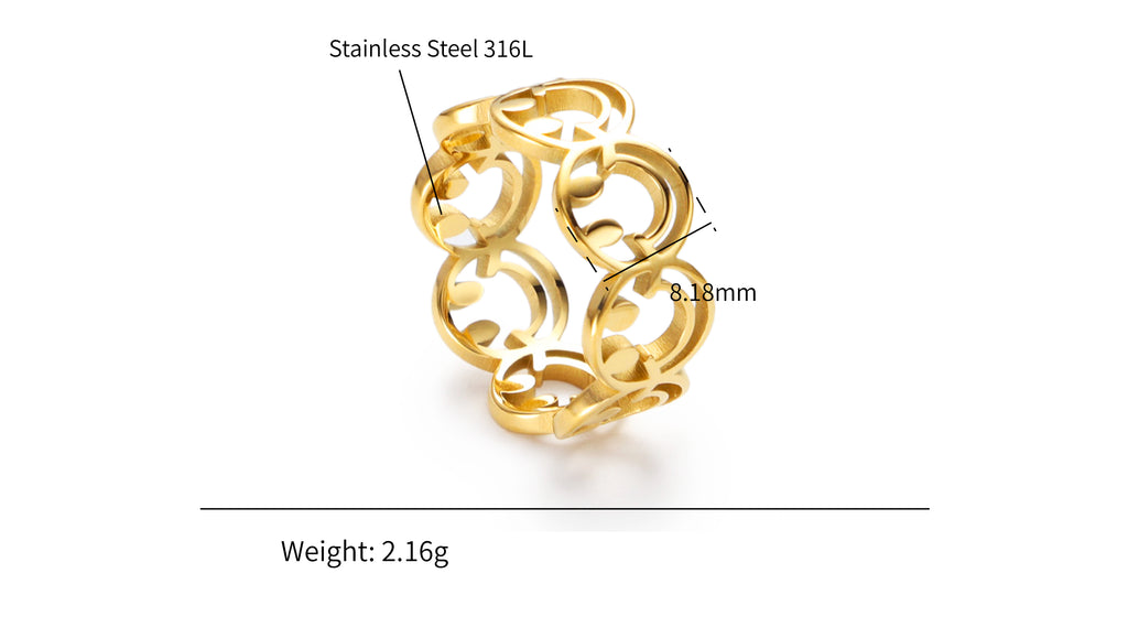 Smile Hollowed-out Ring - 18K PVD Gold Plated 316L Stainless Steel - R062
