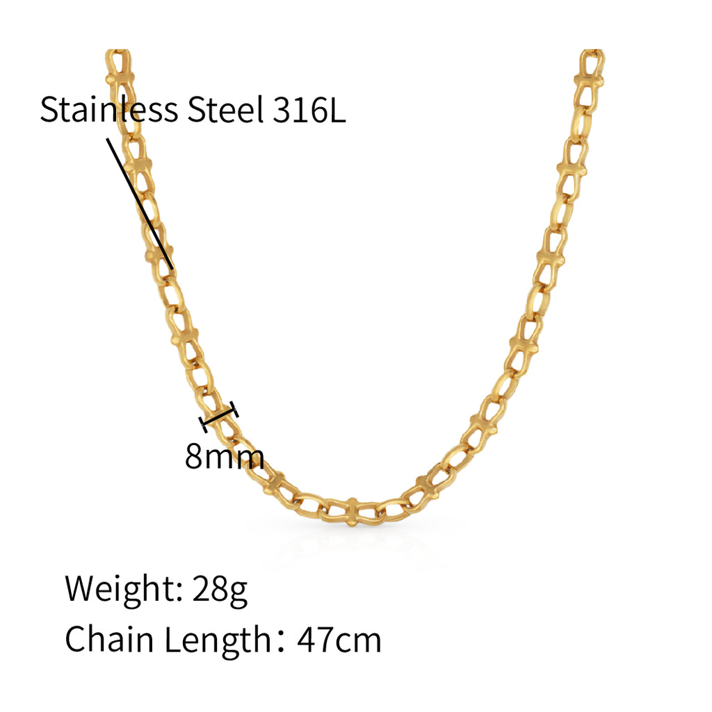 Steel Chunky Infinity Chain Necklace - PVD 18k Gold Plated 316L Stainless_N008