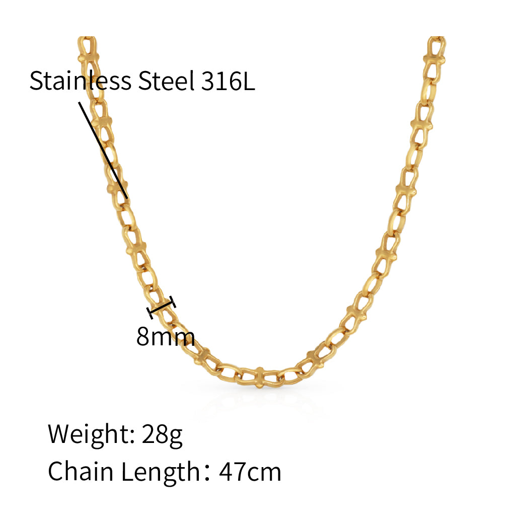 Steel Chunky Infinity Chain Necklace - PVD 18k Gold Plated 316L Stainless_N008
