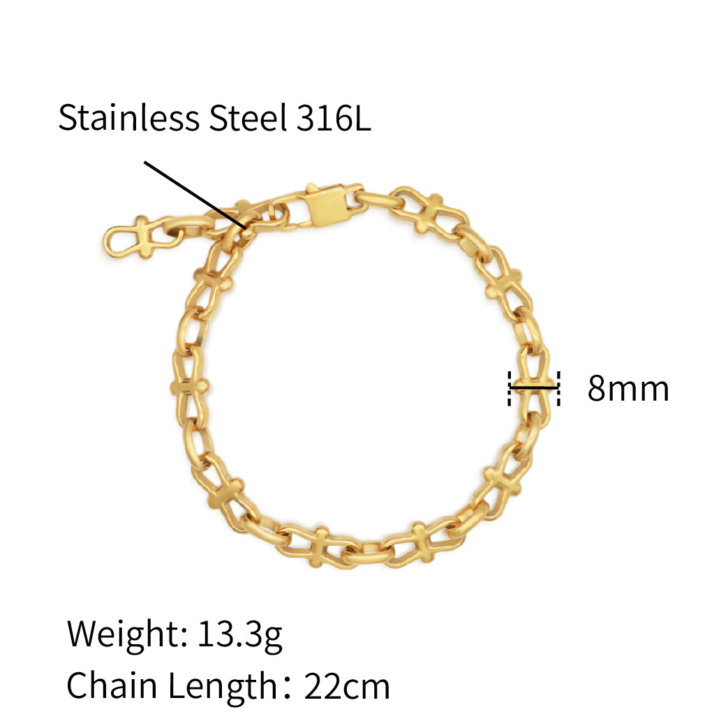 Chunky Infinity Chain Bracelet -PVD 18k Gold Plated 316L Stainless Steel_B018