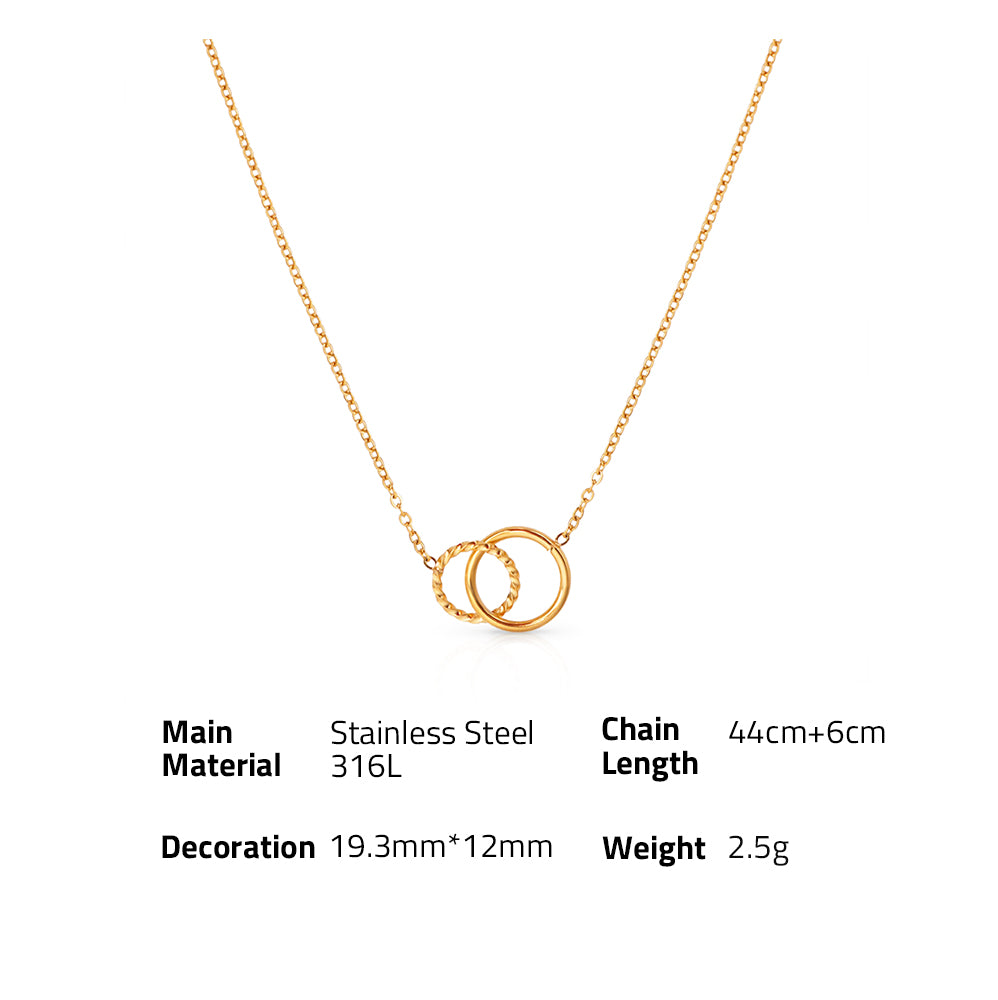 Minimalist Double Twist Loops Links Chain - PVD18K Gold Plated 316L Stainless Steel_N050