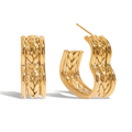 Love Heart Shape Dangle Textured Hoop Earring- PVD 18k Gold Plated 316L Stainless Steel_E-047